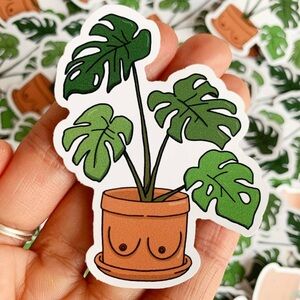Monstera Pot Sticker in a‎ Terracotta Pot Sticker